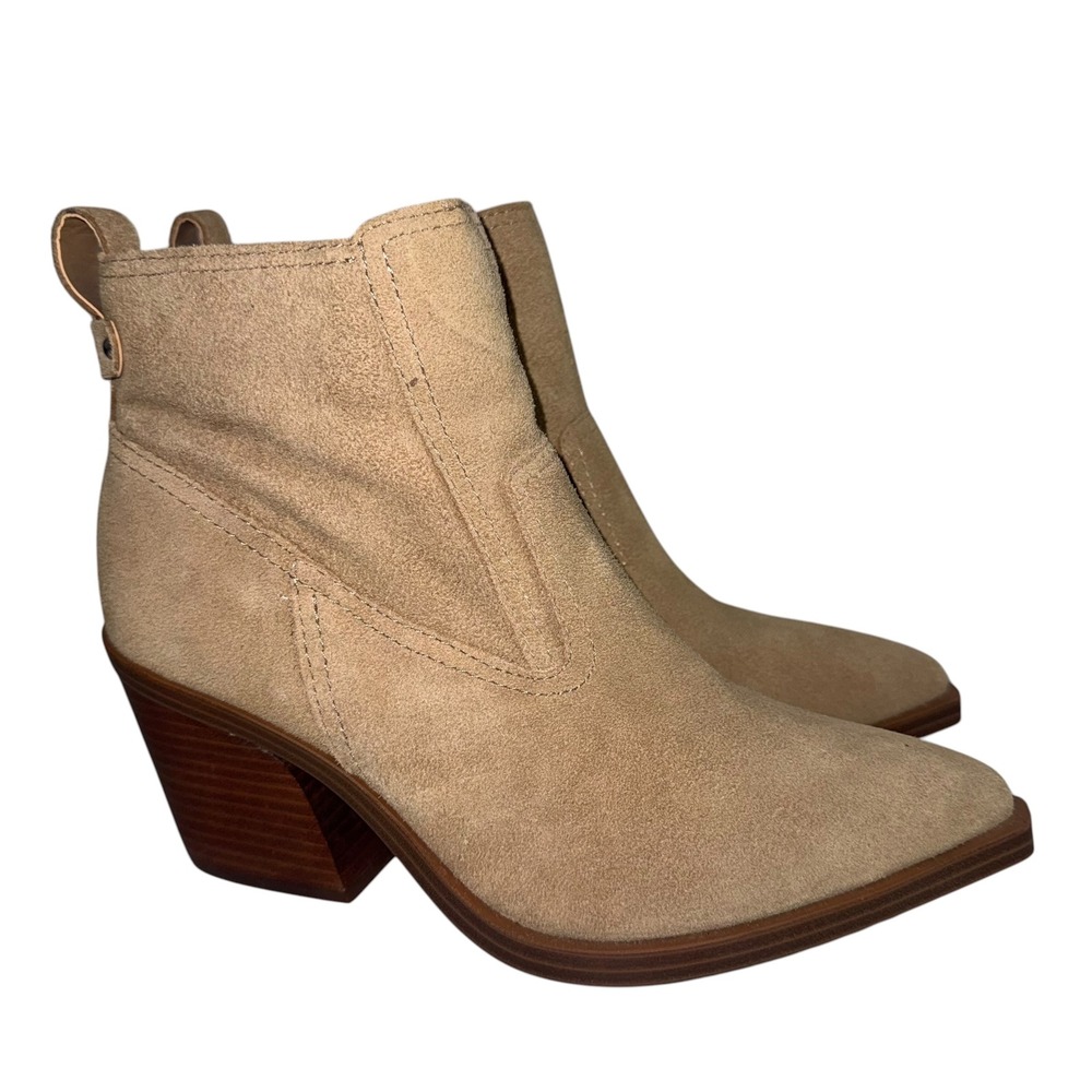 Vince Camuto Briyeonda Tan Suede‎ Western Pointed Toe Ankle Boots 7.5M/38